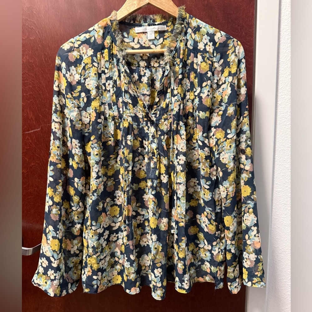 LC Lauren Conrad Yellow and Blue Blouse